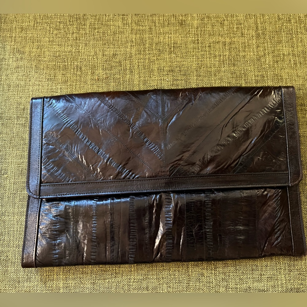 Brown Eel Skin Clutch